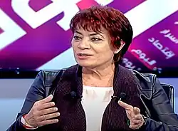 Mona Fayad during a TV interview on MTV Lebanon's "Beirut Al Yawm" program in November 2019