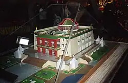 Temple model under glass