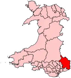 Monmouth shown as one of the 40 Senedd constituencies