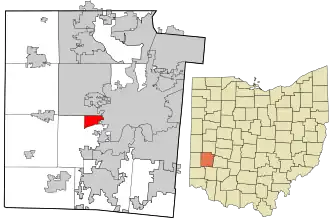 Location in Montgomery County and the state of Ohio