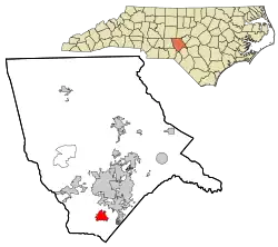 Location in Moore County and the state of North Carolina
