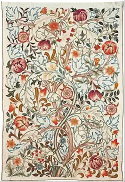 Acanthus portière, Morris and Co., silk embroidery on linen, 1890s