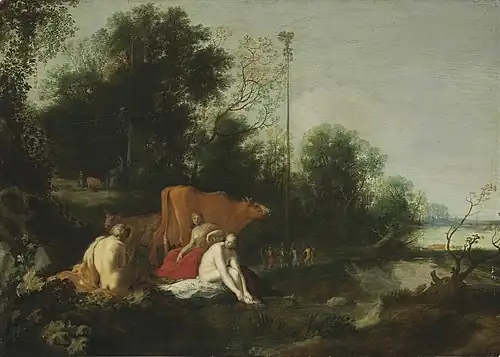 Landscape with Satyr, Nymphs and Cattle, Private Collection