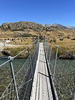 The swingbridge on the Mount Sunday track