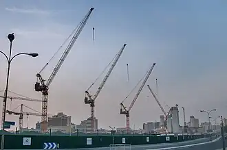Roadside view of construction in Msheireb Downtown Doha in 2013