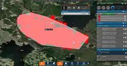 The FIRMS measurement tool calculates the area of a user defined polygon, here the Toropets depot explosions