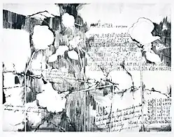 Shooting range (From the series Roses for Lidice), drypoint, 39×49,5&nbsp;cm, 1975