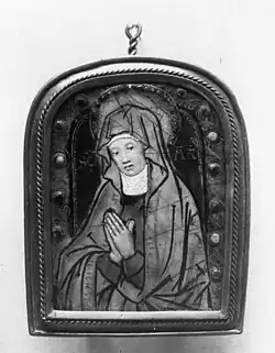 Painted Limoges enamel, 1520-40 by Nardon Pénicaud, 8.3&nbsp;cm (3.3&nbsp;in) high