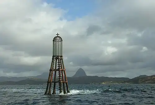 Navigation beacon far out on Loch Inver
