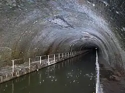 Netherton Tunnel inside northern portal showing the dual towpath