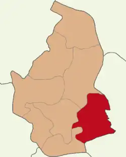 Map showing Ürgüp District in Nevşehir Province