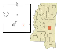 Location of Hickory, Mississippi