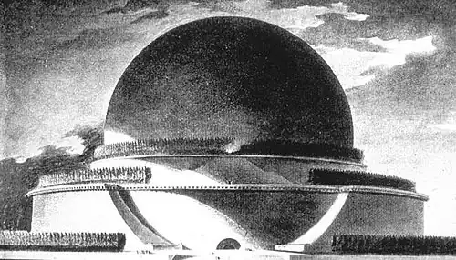 Étienne-Louis Boullée, fantasy sketch Cénotaphe a Newton (1784)