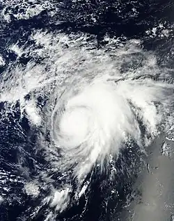Satellite image of a weak but intensifying Tropical Storm Niala on September&nbsp;25
