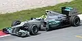 Nico Rosberg driving the Mercedes F1 W03 at the 2012 Malaysian Grand Prix.