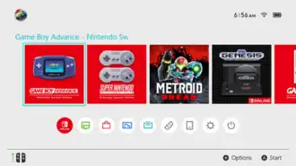 The Nintendo Switch main menu.
