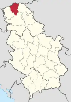 Location of district in Serbia
