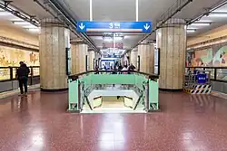 North transfer stairs from Line 2 to Line 3 post-renovation (December 2024)