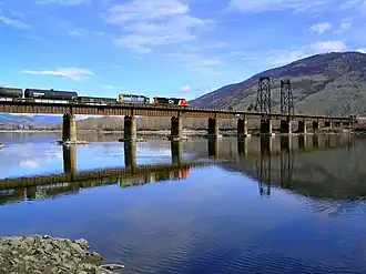 CN train crossing the North Thompson River