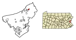 Location of East Bangor in Northampton County, Pennsylvania (left) and of Northampton County in Pennsylvania (right)