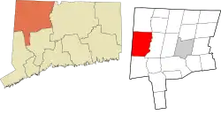 Sharon's location within the Northwest Hills Planning Region and the state of Connecticut