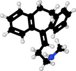 Ball-and-stick model of the nortriptyline molecule