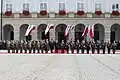 President Andrzej Duda and the Marshal of the Sejm together with officers of the Polish Armed Forces during the Armed Forces Day in 2019