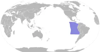 Map of the world showing distribution of this bird in blue