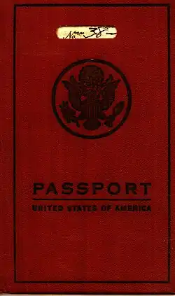 Cover of a United States passport (circa 1927)
