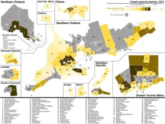 Support for Libertarian Party candidates by riding