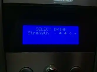 An option to select coffee strength on a machine
