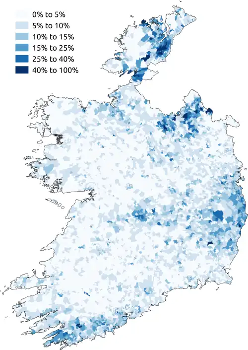 The percentage of respondents who said they followed a religion other than Catholicism, 2011 census.
