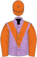 Mauve, orange chevron, sleeves and cap