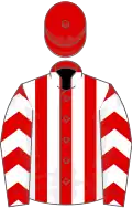 Red and White stripes, chevrons on sleeves