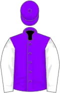 Violet, white sleeves, violet cap