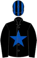 Black, royal blue star, striped cap