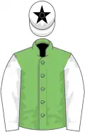 Light green, white sleeves, white cap, black star