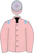 Pink, light blue epaulets, hooped cap