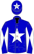 Blue, white star, diabolo on sleeves, blue cap, white star