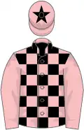 Pink and black check, pink sleeves, pink cap, black star