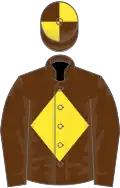 Brown, yellow diamond, quartered cap