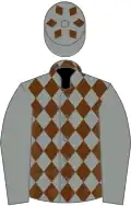Grey and brown diamonds, grey sleeves