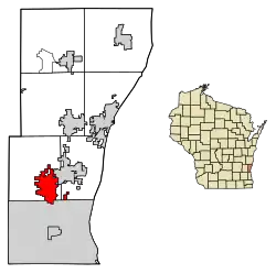 Location of Cedarburg in Ozaukee County, Wisconsin