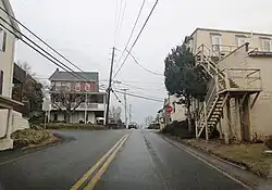 PA 897 northbound in the center of the village