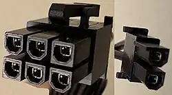6+2-pin connector (usable as either PCIe 2x3 or 2x4 Auxiliary Power Connector)