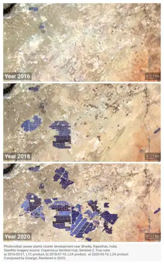 Timeline of the Bhadla Solar Park (India) development, the world's largest photovoltaic power plants cluster in 2020