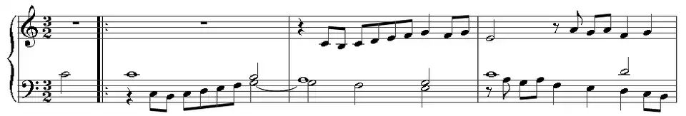 First bars of Nun lob, mein Seel', den Herren.