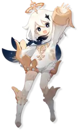 Paimon waving her left hand