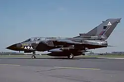 Panavia Tornado GR1A in camouflage colour scheme and No. 2 Squadron markings during 1990.