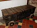 Medieval parish chest on wheels, St Andrew's Church, Rugby